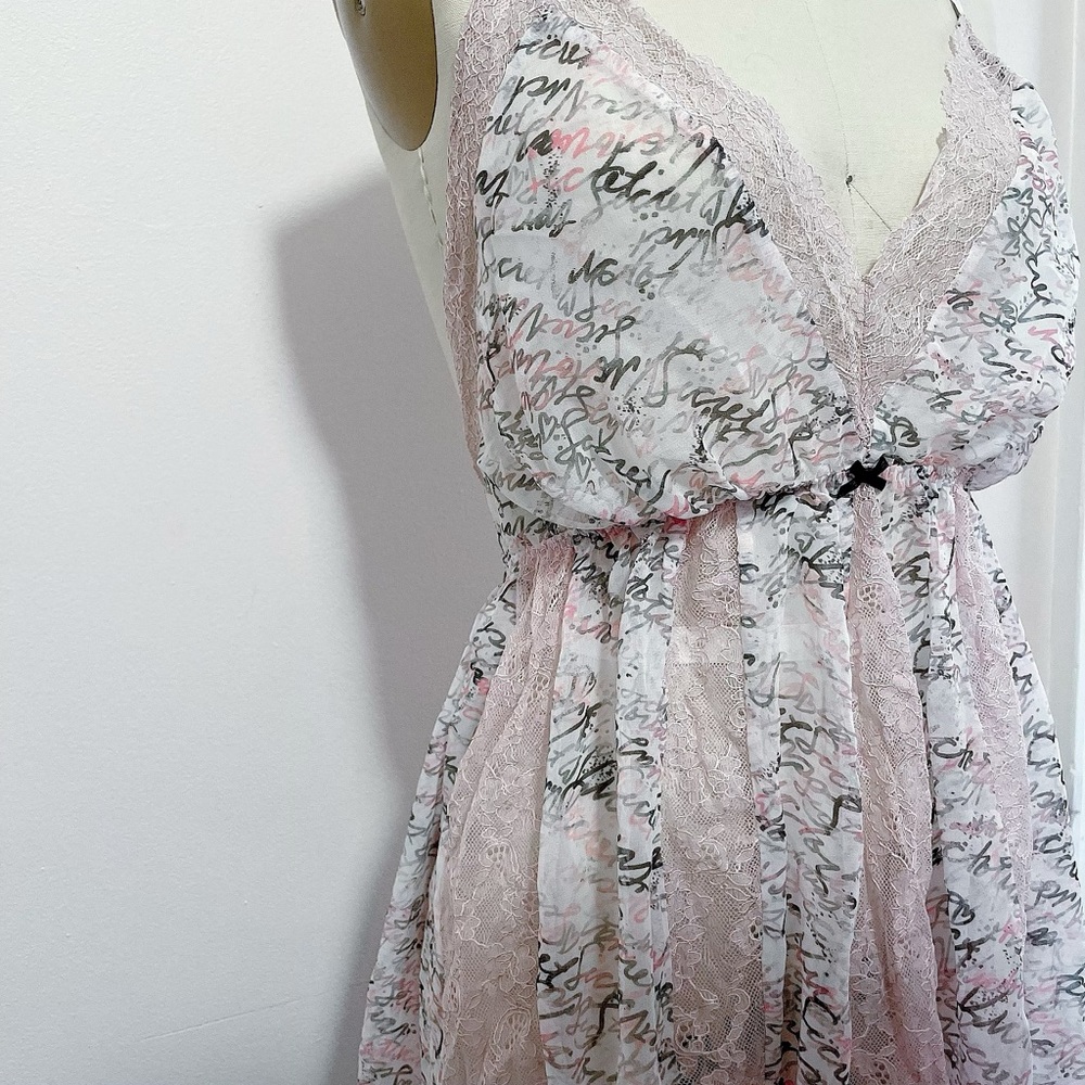 Chiffon and lace printed babydoll vintage Victoria’s Secret